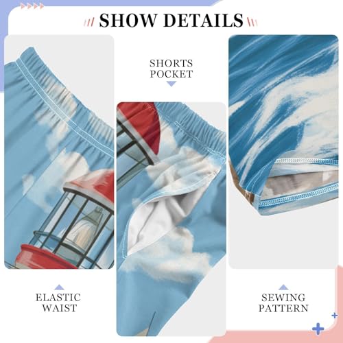 ZZXXB Sailboat Lighthouse Oil Painting Boys Long Pants Soft Trousers Elastic Waist Kids Lounge Bottoms with Pockets S-XL4