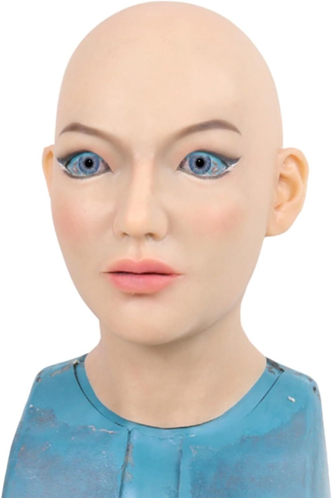 Hstbleoo Unisex Tan Realistic Silicone Fake Female Head Mask Full Head Crossdresser Halloween Cosplay Transgender Cross Dressing Mask Male To Female(Tan)
