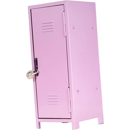 Mini Locker Decorative Lockbox for Jewelry Keys Pink