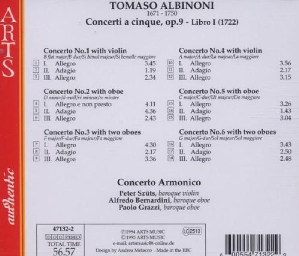 Albinoni: Concerti a Cinque op. 9