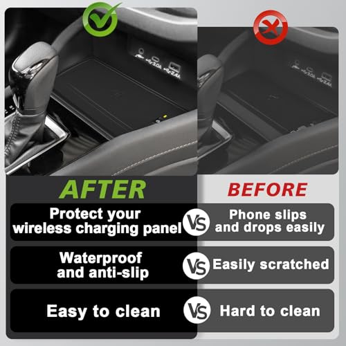 Image of Muslogy Center Console Inserts Compatible with 2025 Subaru Forester Accessories, Center Console Wireless Charger Protective Mat Liner Anti-Slip Phone Charge Area Charging Protection