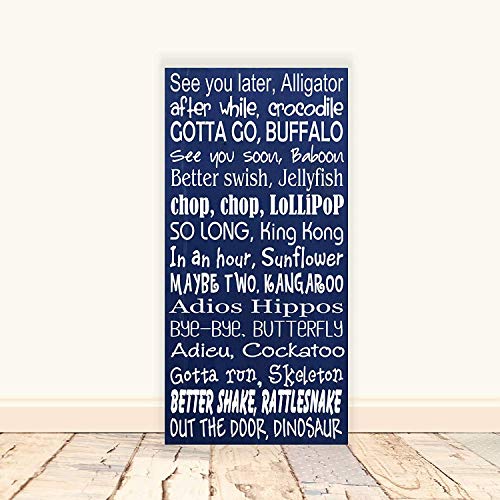Fprqlyze See You Later Alligator Subway Art Wooden Wall Sign Plaque, Nursery Sign, Playroom Decor, Kid's Room, Children's Sign, Nursery Rhyme Art, Desk Wall Art Plaque Decoration, 10x20 inches