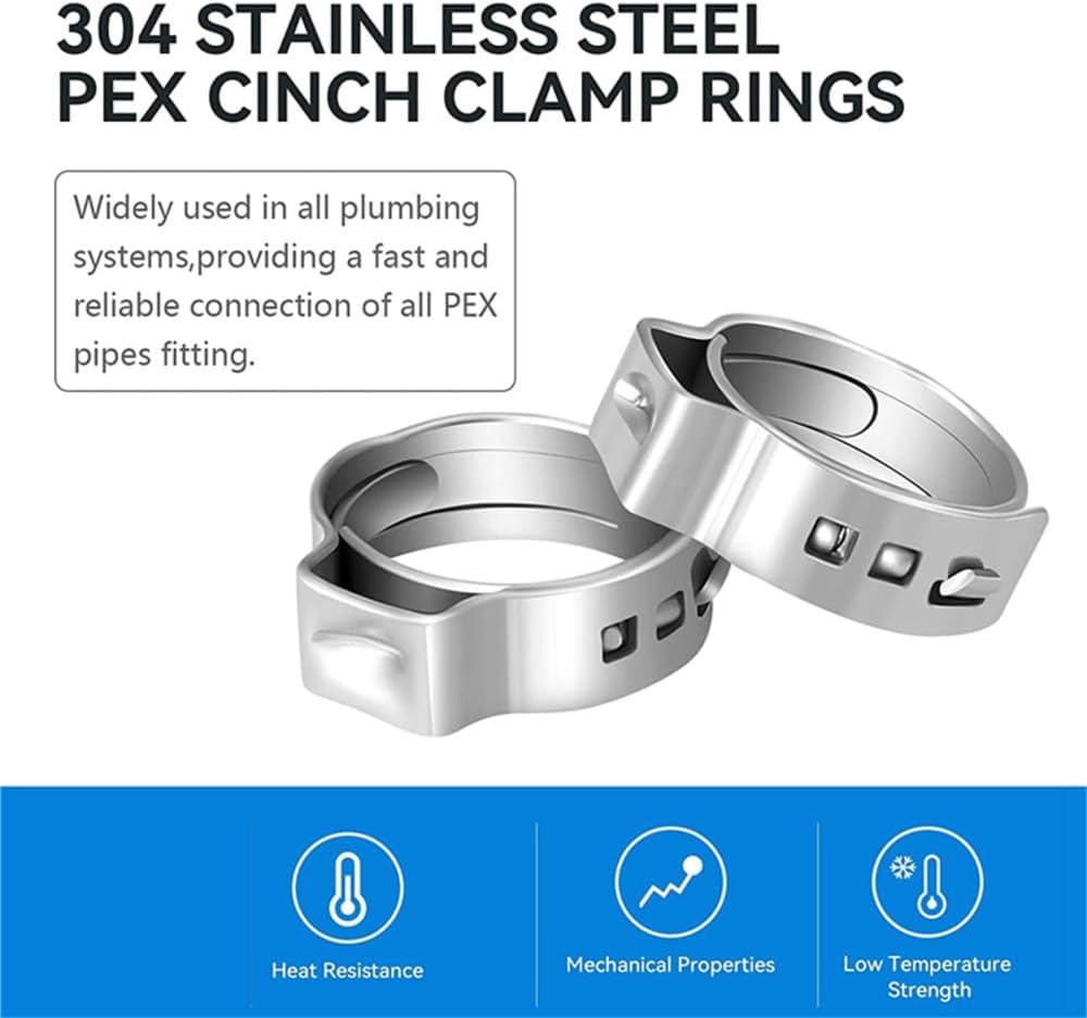 metal clamps,Pipe Clamp, Hose Clamps2-20pcs Hose Clamps Single Ear Stepless 5.8-23.5mm 304 Stainless Steel Hose Clamps Cinch Clamp Rings for Sealing Kinds of Hose,(6.8 8mm 20pcs)(12.8 15.3mm 10pcs)