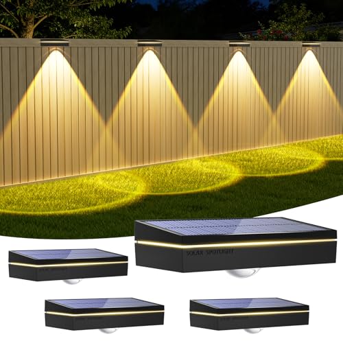 Giliwosy Solarlampen für Außen Garten mit 3 Farbtemperaturen IP65 Wasserdicht Solar Zaunleuchten für Außenwande Gartenzaun Treppen und Terrassen-4 Stück