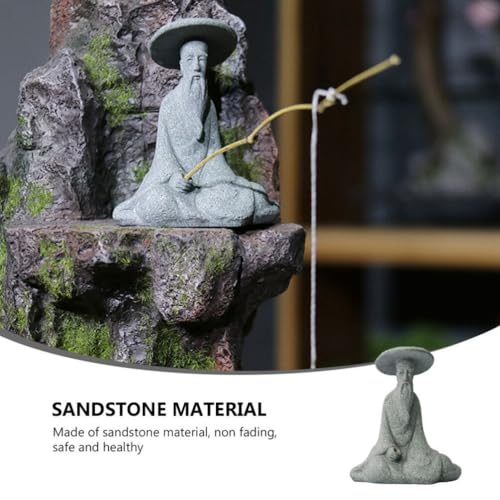 Hemoton U151184UXXV9 Mini Fisherman Statue Fairy Garden Figurine Elder Statue Aquarium Exotic Environments Bonsai Pot Asian Decoration thumb #2