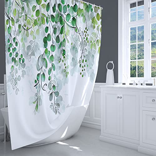 LIVETTY Shower Curtain 180×180cm Plant Bathroom Decoration Leaves Shower Curtains Mould Proof Floral Shower Curtain Fabric Bathroom Curtain with 12 Hooks Washable Quick-Drying - Image 4