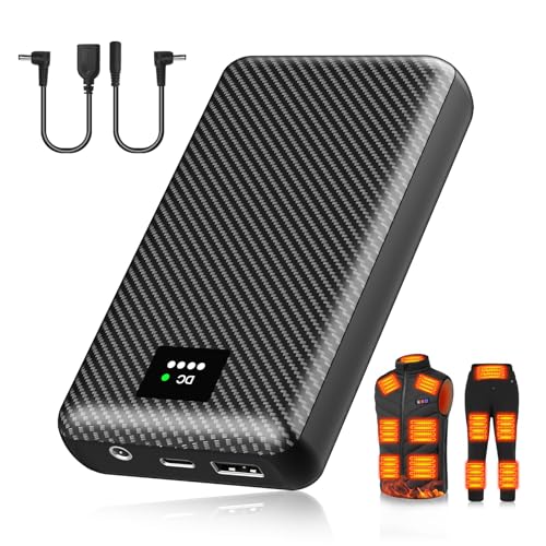 Heated Vest Battery Pack, 7.4V 30000mAh Portable Charger with DC and USB Output Ports for Heated Jacket,Coat,Pants and Heating Clothing for Men