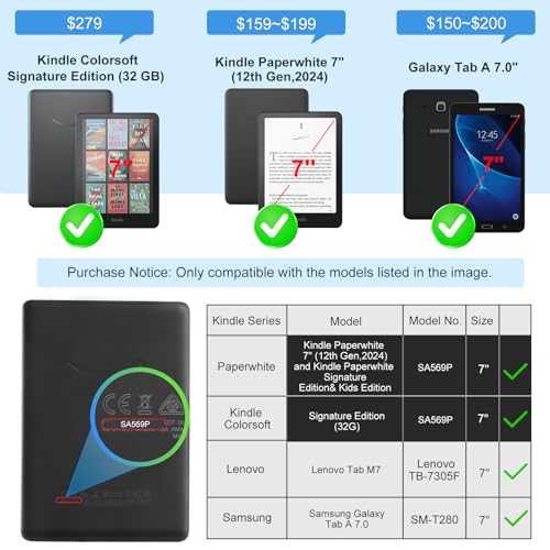 CoBak Stand Case for 7" Kindle Paperwhite 12th Gen 2024 and Kindle Colorsoft with Hand Strap - Compatible with iPhone MagSafe, for Samsung/Belkin/Anker Wireless Charging Pads, Durable, Auto Sleep Wake - Image 3