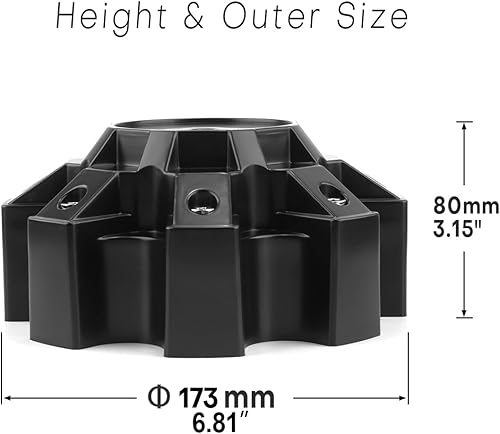 Miniatura 2 de Tapones centrales de rueda de 6.811 in 6.81 pulgadas para HPD/HD Off-Road Off-Road Negro satinado V2 Hybrid Off-Road Truck Wheel 8 Lug