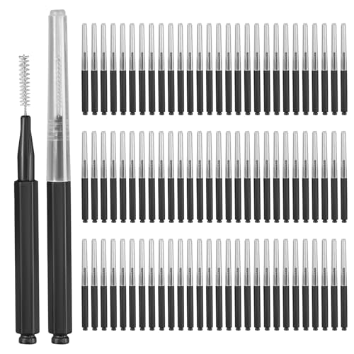 ANABIUP 100本 歯間ブラシ ブレースクリーナー用ブレースブラシ 歯間ブラシ 爪楊枝 デンタルフロス スパイラルデンタルブラシヘッド 口腔ケア効率