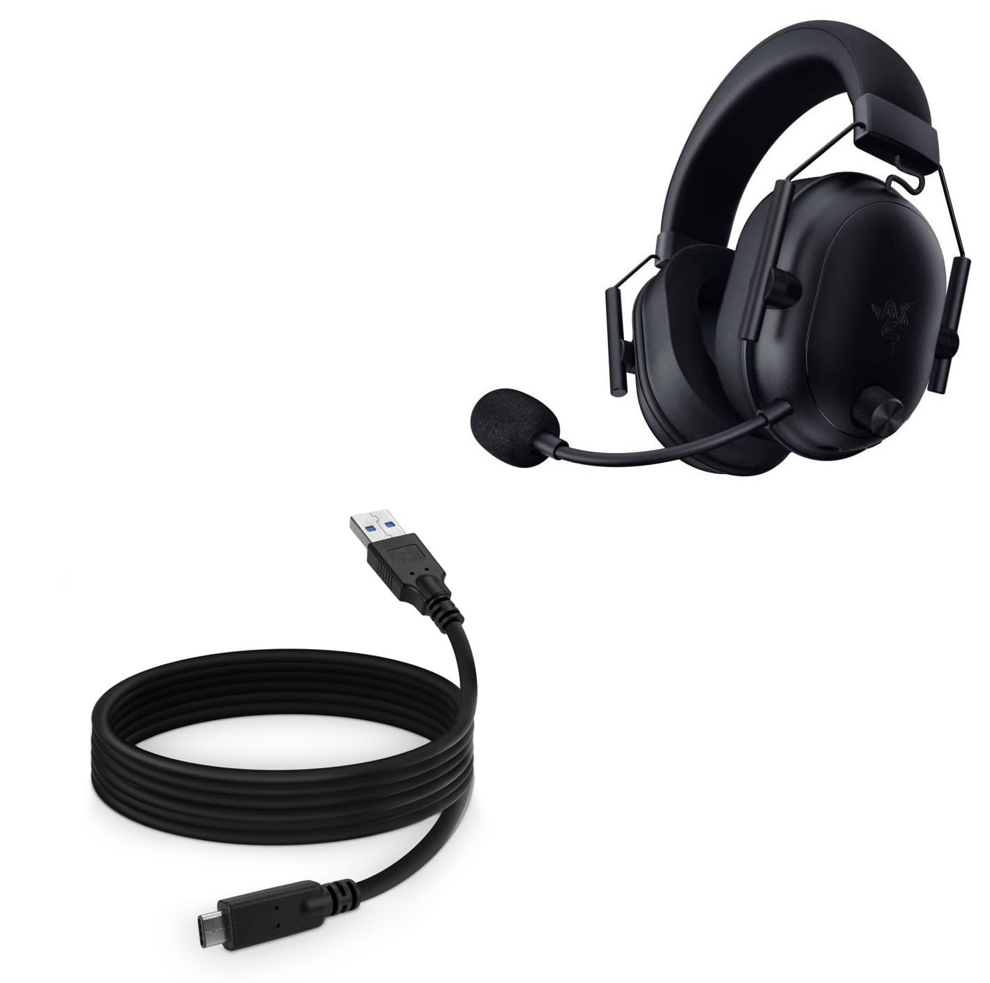 BoxWave Cable Compatible with Razer BlackShark V2 HyperSpeed - DirectSync - USB 3.0 A to USB 3.1 Type C, USB C Charge and Sync Cable - 6ft - Black