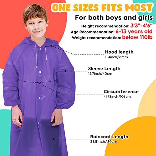 3Pack Rain Ponchos For Kids Reusable, 3 Colors Eva Raincoats For Boys Girls With Drawstring Hood And Sleeves, Waterproof Rain Coats Perfect For Camping, Hiking Travel Outdoor Accessories #TOP3