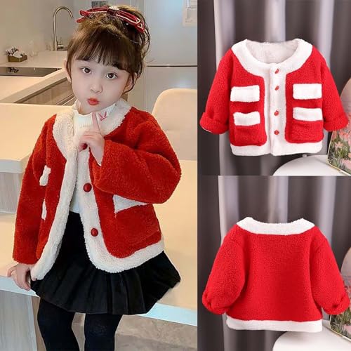 𝗦𝗵erpa Jacket for Girls Thick Fleece Open Front Button Long Sleeve Windproof Coat Warm Outerwear with Pocket2