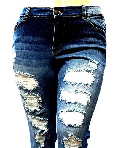 Jack David Womens Plus Size Ankle Skinny Basic Denim Jeans Ripped Distressed Strech Pants2