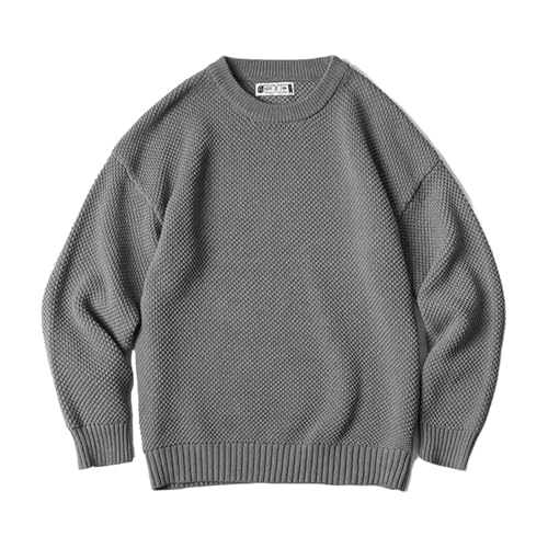 Pullover Sweater Mens Retro Heavy Pineapple Grain Thick O Neck Knitted Oversize Streetwear Casual Comfortable Warm