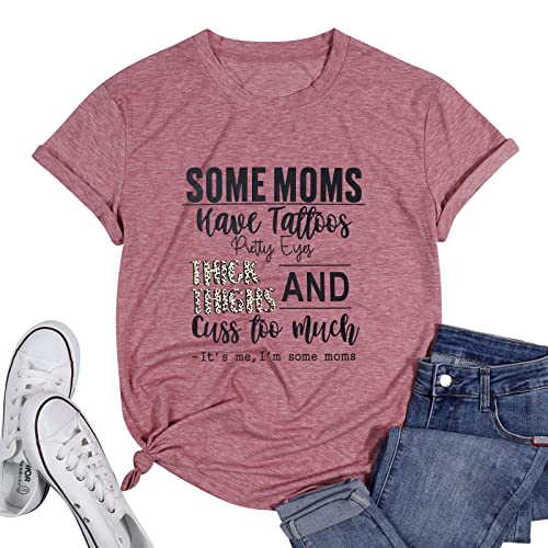 Image of KIDDAD Women's Mama Shirt Trendy Graphic Tee Short Sleeve Tops Mom Shirts Casual Summer Blouses