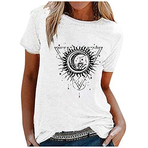 Camiseta de bisbol para mujer, blusa de colores bajos, blusa corta de moda impresa colorida, cuello de manga para mujer, blusa de mujer, Blanco, XXXL