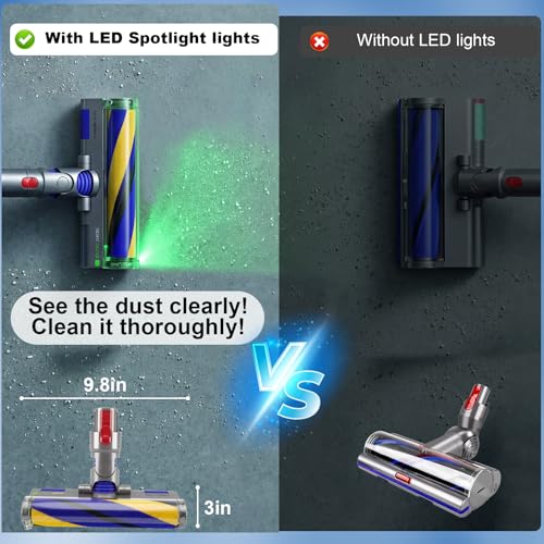 Image of LED Fluffy Soft Roller Cleaner Head Replacement for Dy-son V7 V8 V11 Animal V15 Detect V10 Cyclone Vacuum, Upgrade Green Light Dust Detect Anti-Tangle Quick Release Brush Attachments Parts