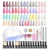 PEACECOLOR Uñas Semipermanentes Kit Completo y Lámpara UV, 22 Colores Kit Uñas Semipermanentes con Base Top Coat Herramientas de Manicura, Regalo para Mujeres