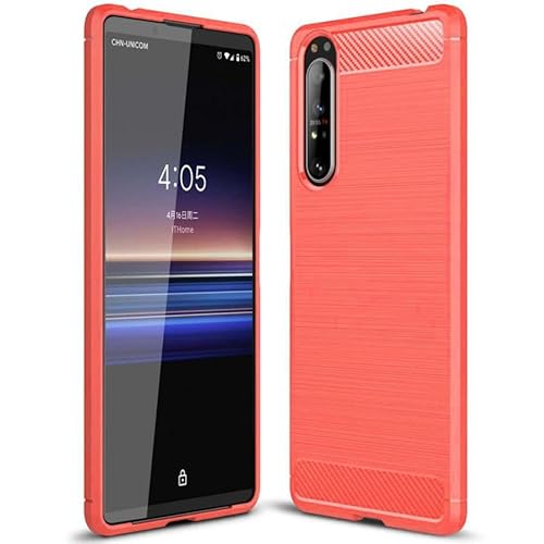 Orancio Xperia 1 III 用 ケース カーボン調 TPU スマホ カバー ソフトケース スタイリッシュ 薄型 さらさら ケース 放熱 シンプル docomo au sofbank SO-51B SOG03 レッド