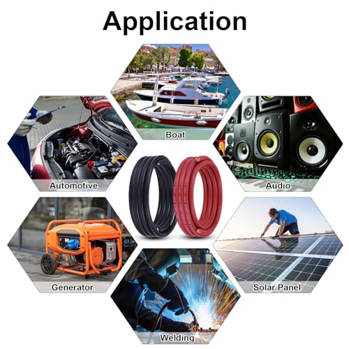 Image of 6 AWG Battery Cable 30FT Red+Black, 6 AWG Welding Cable for Automotive, Marine and Solar