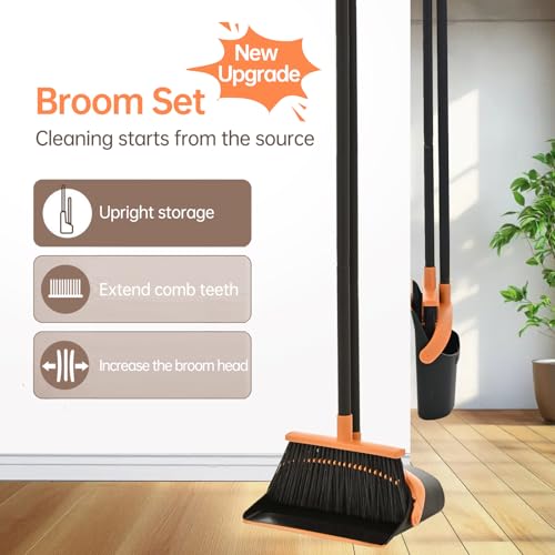 loyimioo Umweltfreundliches Besen und Kehrschaufel Set mit Verlängerbarem Griff und Platzsparender Aufbewahrung – Bild 3