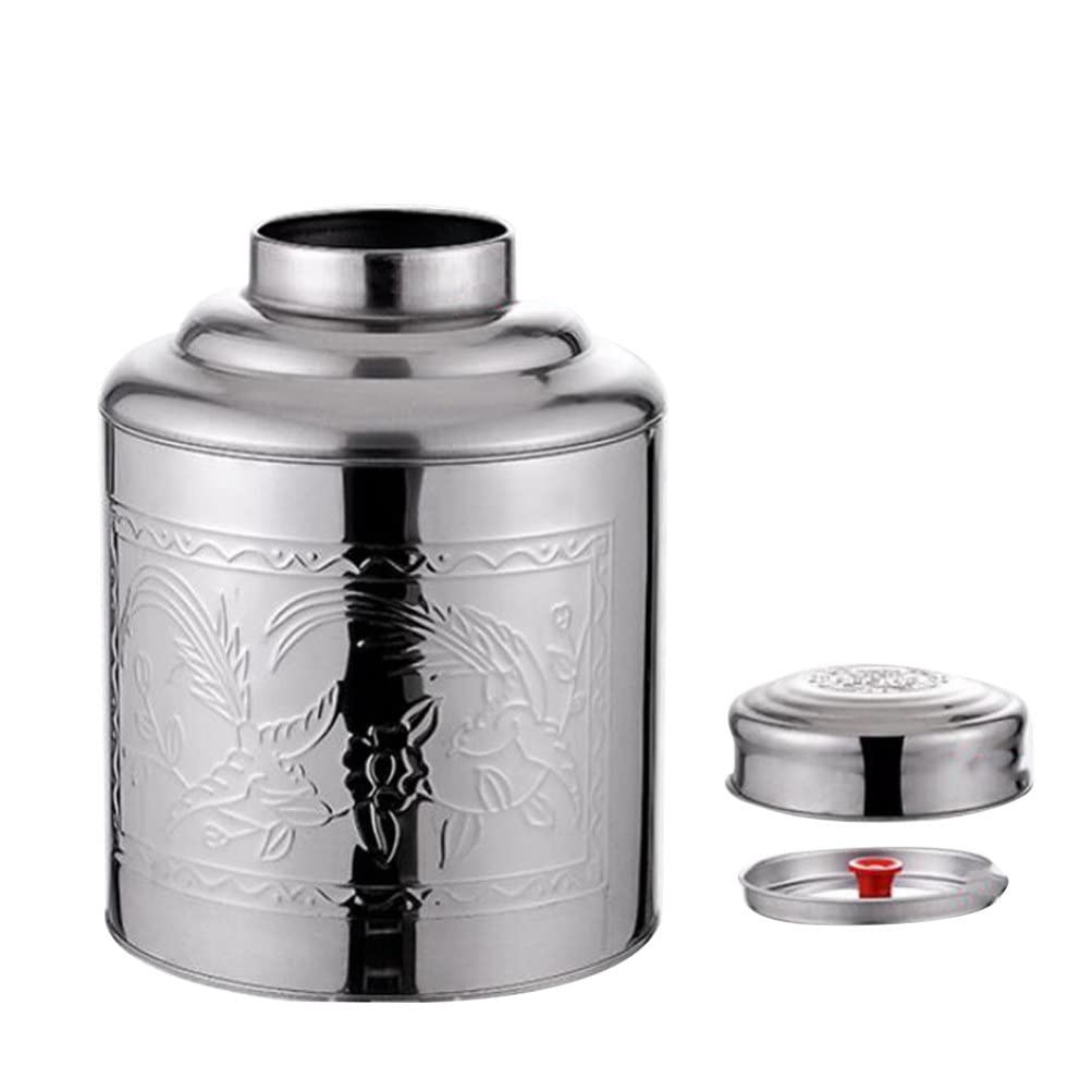 Operitacx Stainless Steel Tea Canister Airtight Seal Food Storage Container for Loose Tea Beans and Sugar Elegant Design for Kitchen Counter and Travel Use