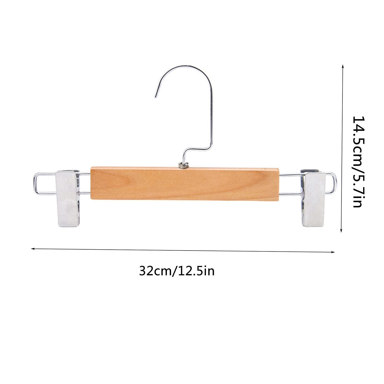 Appendiabiti a clip Pantaloni in legno massello di legno ganci per ganci per pannelli per pantaloni da pantaloni jeans con clip 2-regolabili (naturali, 10 confezioni) Clip di asciugatura Rack(B)