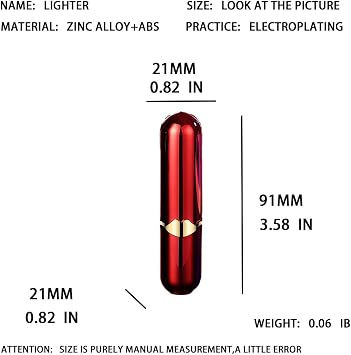 Lipstick Lighter, Butane Soft Flame Lighter, Refillable Butane Torch (No Gas)-Red