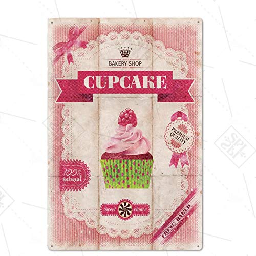 IMIMOEXQ Pastel Vintage Letrero de Metal Cocina Tienda de postres Rosa Femenino Etiqueta de la Pared Restaurante Puerta Taza Pastel Bar decoración del hogar 20x30cm 20 Cover