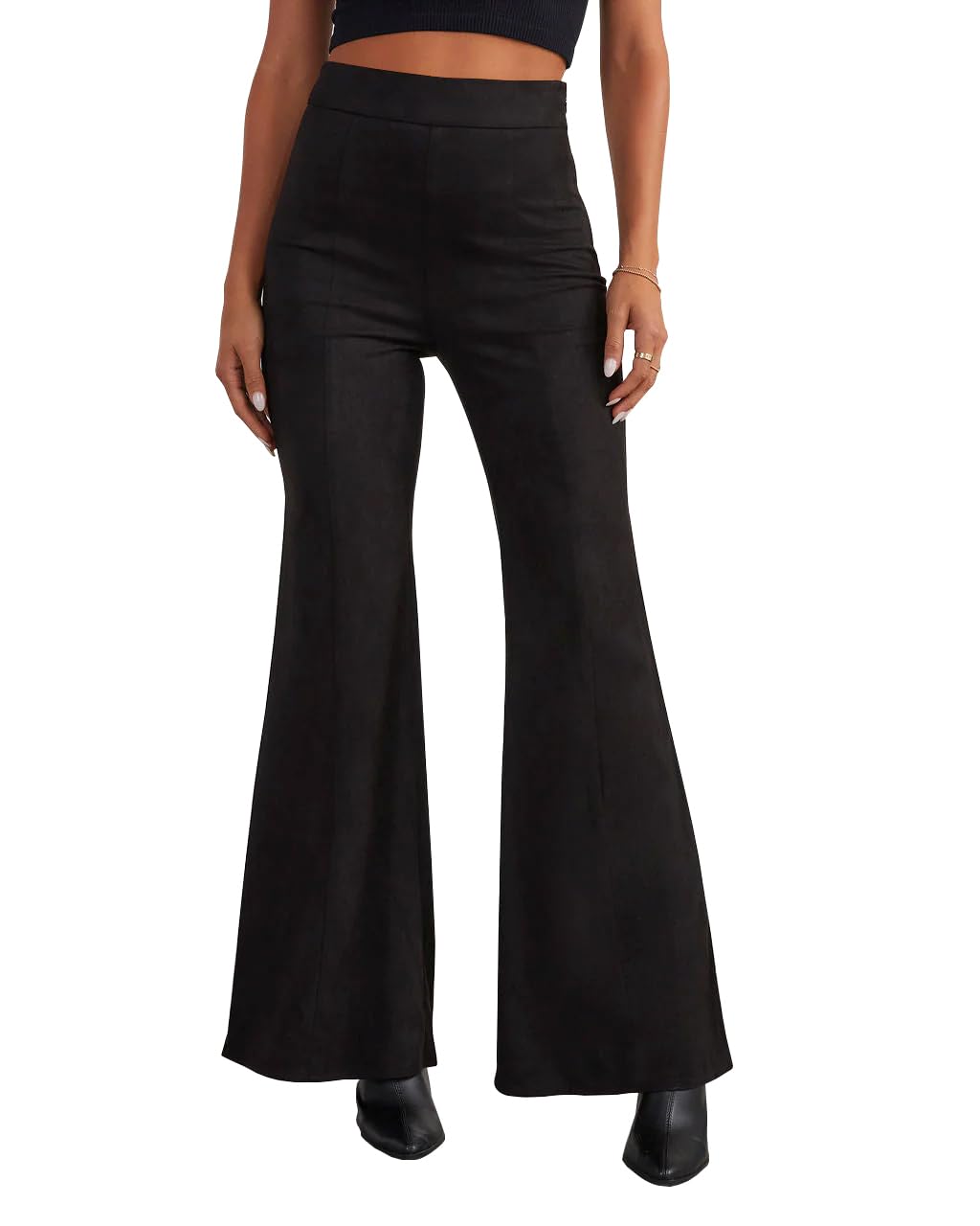 HBQ Women's High Waisted Stretchy Bell Bottom Flare Pants Wide Leg Slim Tailored Work Trousers