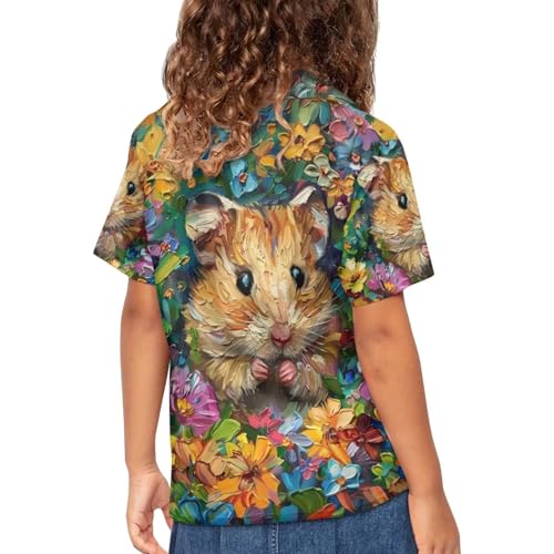 Image of PinUp Angel Funky Casual Hawaiian Shirt Kids Boys Girls Art Oil Painting Animal Pattern Short Sleeve Unisex Beach Shirt