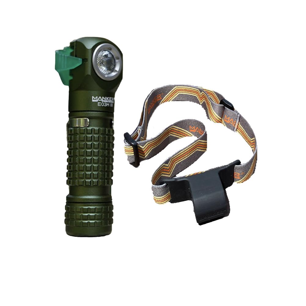 Lampe Frontale Manker E03H III – 1200 Lumens, Compatible 14500/AA, IPX8, Queue Magnétique, Filtre Coulissant (orange, Blanc Froid 6500K)