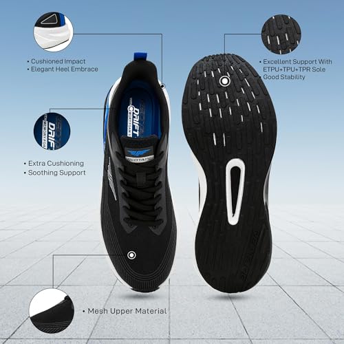 Image of Red Tape Men's Sneakers Black Blue Mesh Round Lace-Up Enhanced Cushioning
