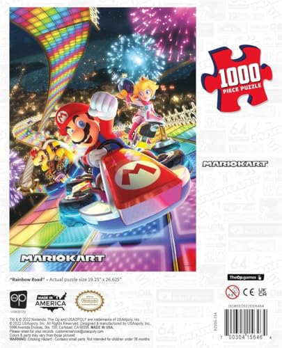 Mario Kart "Rainbow Road" 1,000 Piece Jigsaw Puzzle | Collectible Super Mario Puzzle Artwork Featuring Mario, Princess Peach, and Bowser | Officially-Licensed Nintendo Puzzle & Merchandise - Image 2