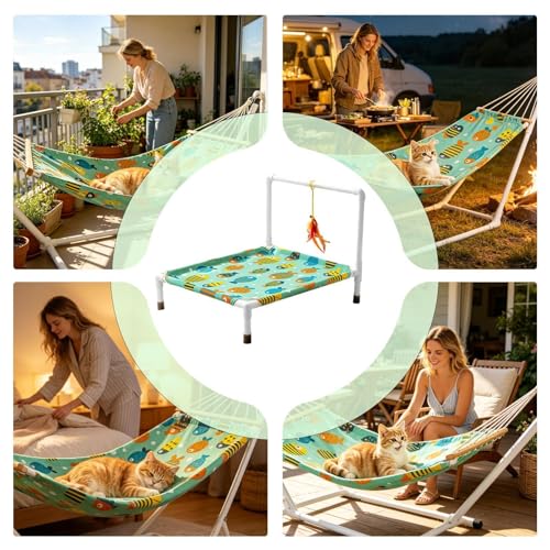 Cama perro elevada transpirable portátil hamaca de mascotas verano 5