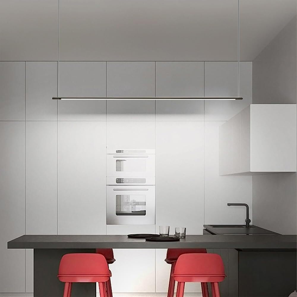 Lámparas Colgantes lineales LED para Cocina, Ideales para Colocar sobre la Isla de la Cocina. Lámparas Colgantes Modernas de Tira Larga de 4500 K para Comedor y Oficina (Negro, 120 cm/47,24