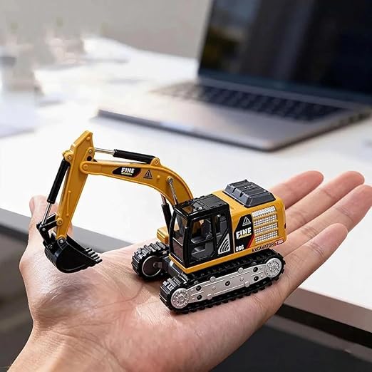 Image of Mini RC Construction Vehicle | 1:64 Scale Die-Cast Metal Body | Remote Control Engineering Toy Vehicle for Kids | Realistic Simulation Styling (Excavator 1.64 Scale)