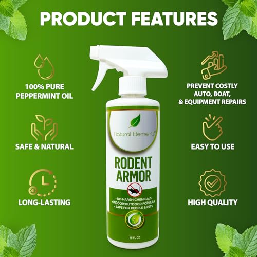 Natural Elements Rodent Armor Premium Peppermint Oil Mouse Repellent Spray - 16 oz Indoor/Outdoor