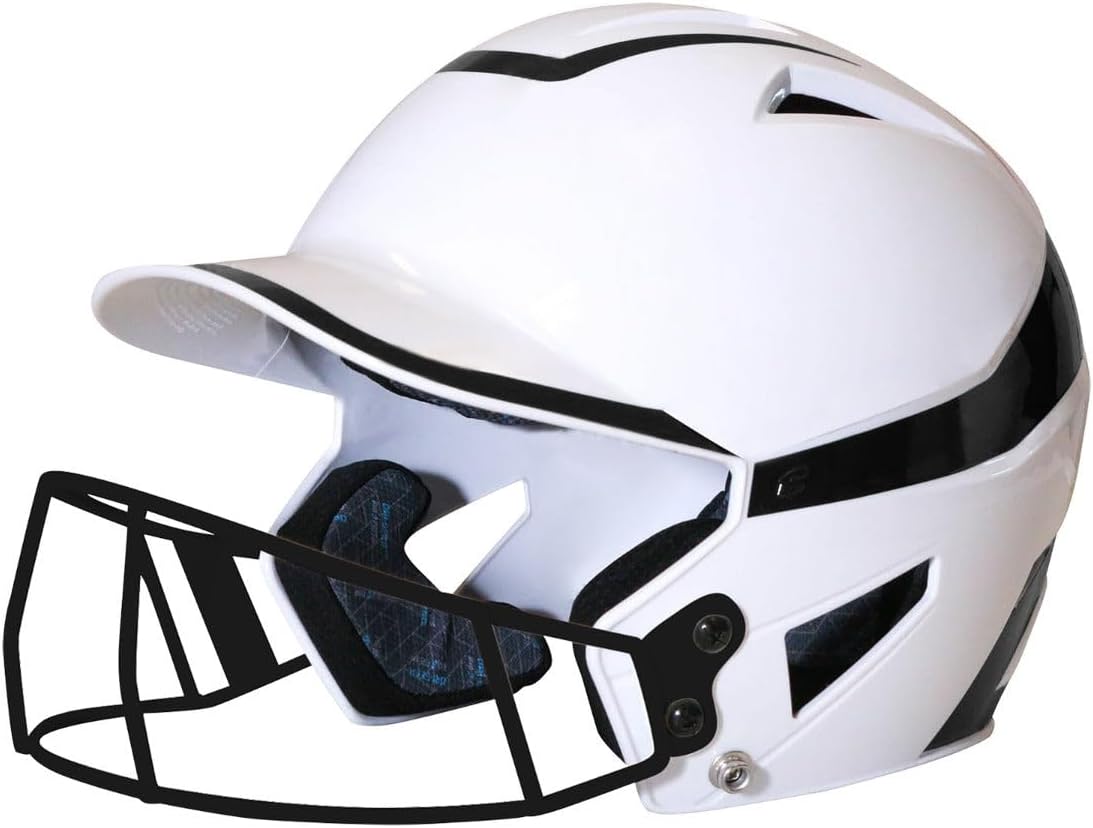 CHAMPRO Rise Pro Girls Softball Batting Helmet with Face Guard - Youth and Adult Sizes in Several Colors - Girls Softball Helmets - Bio Fresh/DRI-Gear Pad Liner Large White, Black