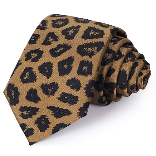 Mawjom Leopard Print and Black Polka Dot Tie Novelty Neck Ties for Women Men