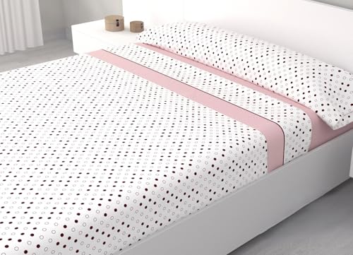 HM'S HOME'SECRET Juego de Sábanas de 100% Microfibra, 3 Piezas, Varios Modelos y Tamaños. (Angela Rosa, Cama 105cm)