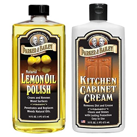 Parker & Bailey Lemon Oil Polish Bundled with Kitchen Cabinet Cream- Furniture Polish Oil and Wood Cleaner 16 oz Combo Cover