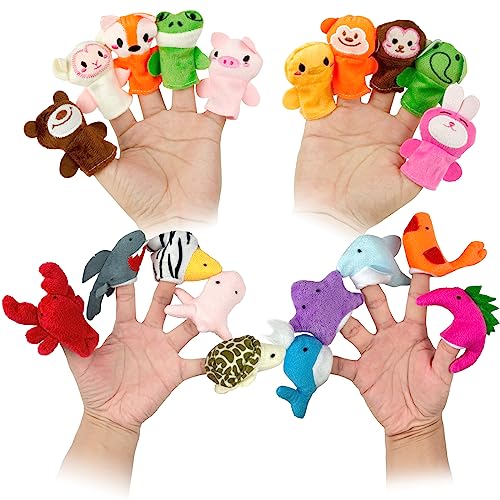 Image of Sealive 20-PCS Finger Puppets for Toddlers Story Time - Soft Velvet Forest & Marine Animals - Perfect for Role Playing, Classroom Learning, Party Favors, Travel, Therapy, Imagination Building