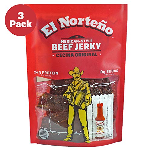 Original Beef Jerky - Thin Cut Cecina-Style by El NorteÃ±o - Low Carb, Zero Sugar, High Protein, Gluten Free, 100% Beef Jerky Snack - Made in the USA (3 - 1.5oz Snack Packs)