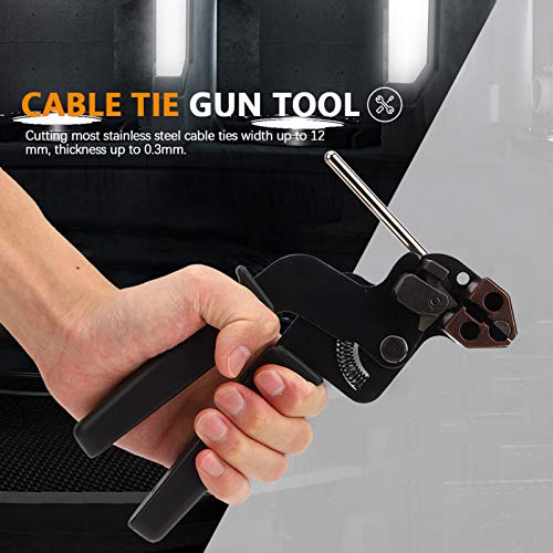 Stainless Steel Cable Tie Gun Automatic Tensioner Cutter Tool Self locking Metal Zip Ties Kit