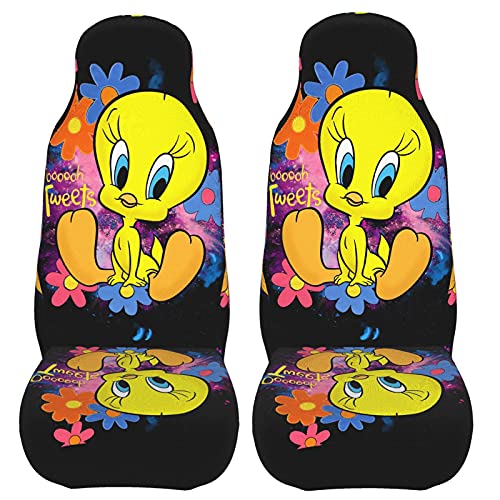 CAPTIVATE HEART Tweety Bird Front Car Seat Covers Classic Universal Car Accessories Full Set Premium Durable Seat Protectors Cover for Car Truck SUV Upholstery (Set of 2),for Sedan Office Chair.