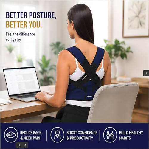Image of ZEDAN Neoprene Posture Corrector Belt For Men & Women | Spine & Body Posture Correction | Helps in Back Pain, Back Straight & Shoulder Support | Upper & Lower Back Pain Relief | Universal Size - Blue