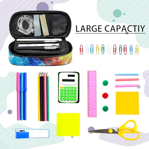 Image of Basketball Pencil Case for Boys, Large Capacity Pencil Pouch for Kids, Back to School Pencils Box Pen Bag with Zipper, Cool Pen Case Stationery Organizer for Middle Elementary School - Fire