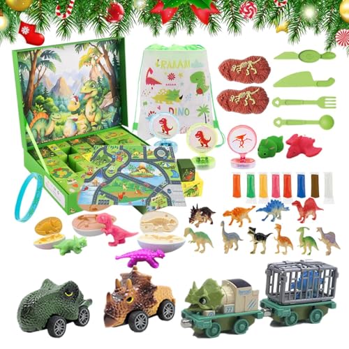 クリスマス 恐竜 アドベント | カー 模型 24 日間 - カウントダウンカレンダー幼児フィギュア | 子供男の子女の子向けリビング寝室書斎家族活動パーティー景品幼稚園保育園学校用